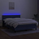 vidaXL kék szövet rugós és LED-es ágy matraccal 140x190 cm