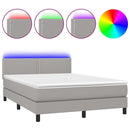 vidaXL világosszürke szövet rugós és LED-es ágy matraccal 140x200 cm