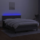 vidaXL sötétszürke szövet rugós és LED-es ágy matraccal 140x200 cm