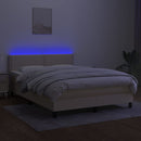 vidaXL krémszínű szövet rugós és LED-es ágy matraccal 140x200 cm