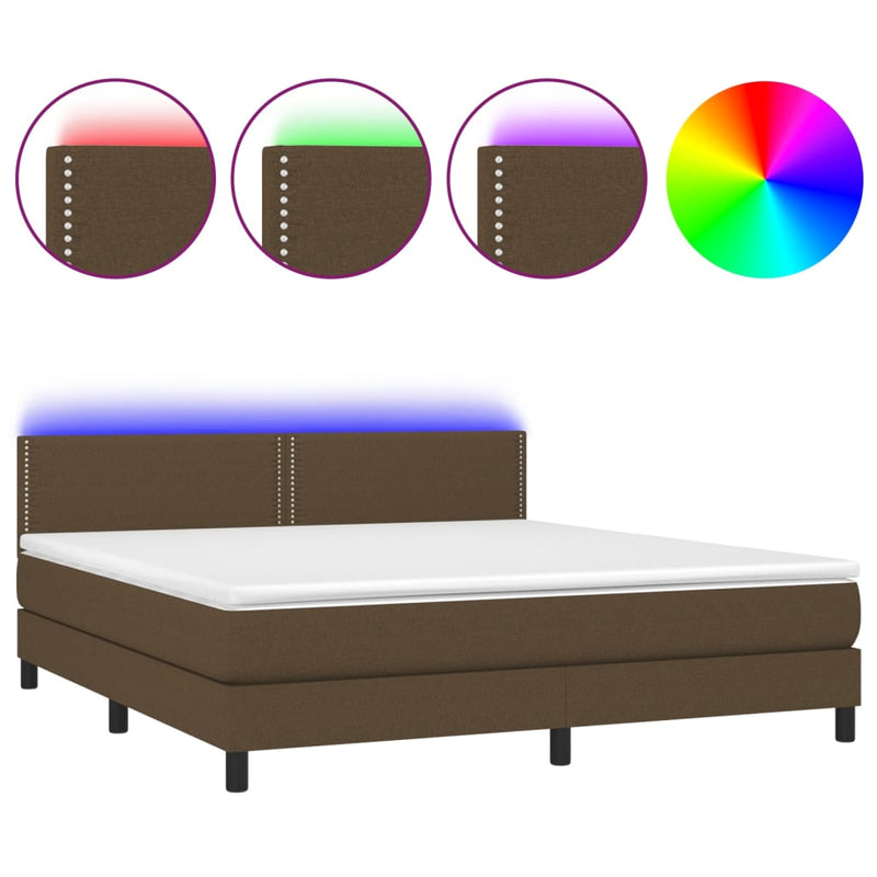 vidaXL barna szövet rugós és LED-es ágy matraccal 160x200 cm