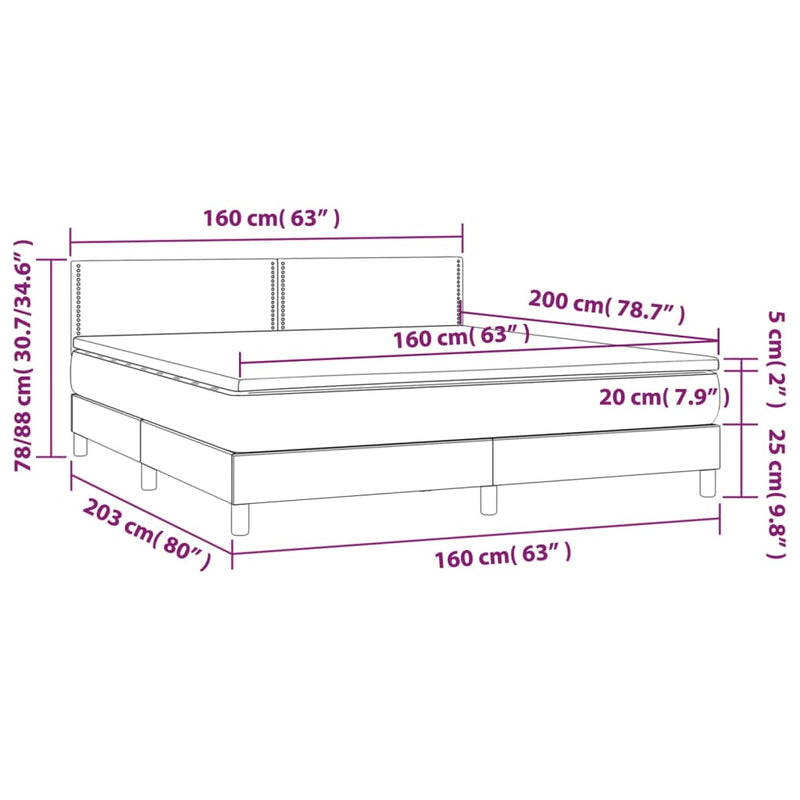 vidaXL krémszínű szövet rugós és LED-es ágy matraccal 160x200 cm