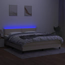 vidaXL krémszínű szövet rugós és LED-es ágy matraccal 180 x 200 cm