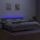 vidaXL világosszürke szövet rugós és LED-es ágy matraccal 200x200 cm