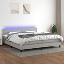vidaXL világosszürke szövet rugós és LED-es ágy matraccal 200x200 cm