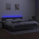 vidaXL sötétszürke szövet rugós és LED-es ágy matraccal 200x200 cm
