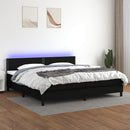 vidaXL fekete szövet rugós és LED-es ágy matraccal 200x200 cm