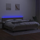 vidaXL tópszínű szövet rugós és LED-es ágy matraccal 200 x 200 cm