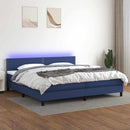 vidaXL kék szövet rugós és LED-es ágy matraccal 200 x 200 cm