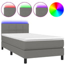 vidaXL sötétszürke szövet rugós és LED-es ágy matraccal 80 x 200 cm