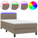vidaXL tópszínű szövet rugós és LED-es ágy matraccal 80 x 200 cm