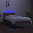 vidaXL tópszínű szövet rugós és LED-es ágy matraccal 80 x 200 cm
