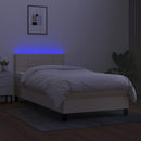 vidaXL krémszínű szövet rugós és LED-es ágy matraccal 80 x 200 cm