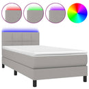 vidaXL világosszürke szövet rugós és LED-es ágy matraccal 90x190 cm