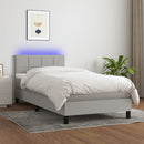 vidaXL világosszürke szövet rugós és LED-es ágy matraccal 90x190 cm