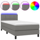 vidaXL sötétszürke szövet rugós és LED-es ágy matraccal 90x190 cm