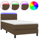 vidaXL barna szövet rugós és LED-es ágy matraccal 90x190 cm