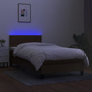 vidaXL barna szövet rugós és LED-es ágy matraccal 90x200 cm