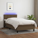 vidaXL barna szövet rugós és LED-es ágy matraccal 90x200 cm
