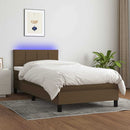 vidaXL barna szövet rugós és LED-es ágy matraccal 90x200 cm