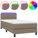 vidaXL tópszínű szövet rugós és LED-es ágy matraccal 90x200 cm