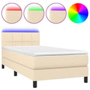 vidaXL krémszínű szövet rugós és LED-es ágy matraccal 90x200 cm
