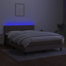 vidaXL tópszínű szövet rugós és LED-es ágy matraccal 140x190cm