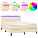 vidaXL krémszínű szövet rugós és LED-es ágy matraccal 140x190cm
