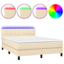 vidaXL krémszínű szövet rugós és LED-es ágy matraccal 140x190cm