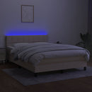 vidaXL krémszínű szövet rugós és LED-es ágy matraccal 140x190cm