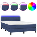 vidaXL kék szövet rugós és LED-es ágy matraccal 140x190 cm
