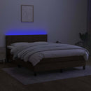 vidaXL barna szövet rugós és LED-es ágy matraccal 140x200 cm