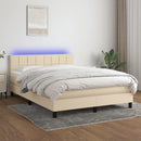 vidaXL krémszínű szövet rugós és LED-es ágy matraccal 140x200 cm