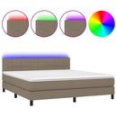 vidaXL tópszínű szövet rugós és LED-es ágy matraccal 160x200 cm