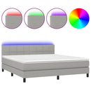 vidaXL világosszürke szövet rugós és LED-es ágy matraccal 160x200 cm