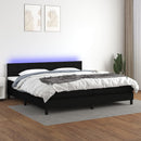 vidaXL fekete szövet rugós és LED-es ágy matraccal 200x200 cm