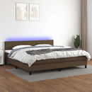 vidaXL barna szövet rugós és LED-es ágy matraccal 200x200 cm