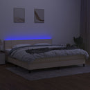 vidaXL krémszínű szövet rugós és LED-es ágy matraccal 200 x 200 cm