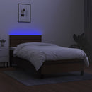 vidaXL barna szövet rugós és LED-es ágy matraccal 80 x 200 cm