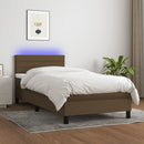 vidaXL barna szövet rugós és LED-es ágy matraccal 80 x 200 cm