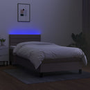 vidaXL tópszínű szövet rugós és LED-es ágy matraccal 90x200 cm