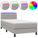 vidaXL világosszürke szövet rugós és LED-es ágy matraccal 100x200 cm