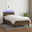 vidaXL barna szövet rugós és LED-es ágy matraccal 100x200 cm