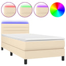 vidaXL krémszínű szövet rugós és LED-es ágy matraccal 100x200 cm