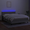 vidaXL világosszürke szövet rugós és LED-es ágy matraccal 140x190 cm