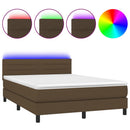 vidaXL barna szövet rugós és LED-es ágy matraccal 140x190 cm