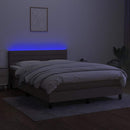 vidaXL tópszínű szövet rugós és LED-es ágy matraccal 140x190cm