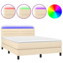vidaXL krémszínű szövet rugós és LED-es ágy matraccal 140x190cm