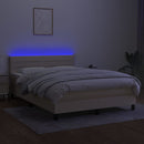 vidaXL krémszínű szövet rugós és LED-es ágy matraccal 140x190cm