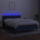 vidaXL kék szövet rugós és LED-es ágy matraccal 140x200 cm